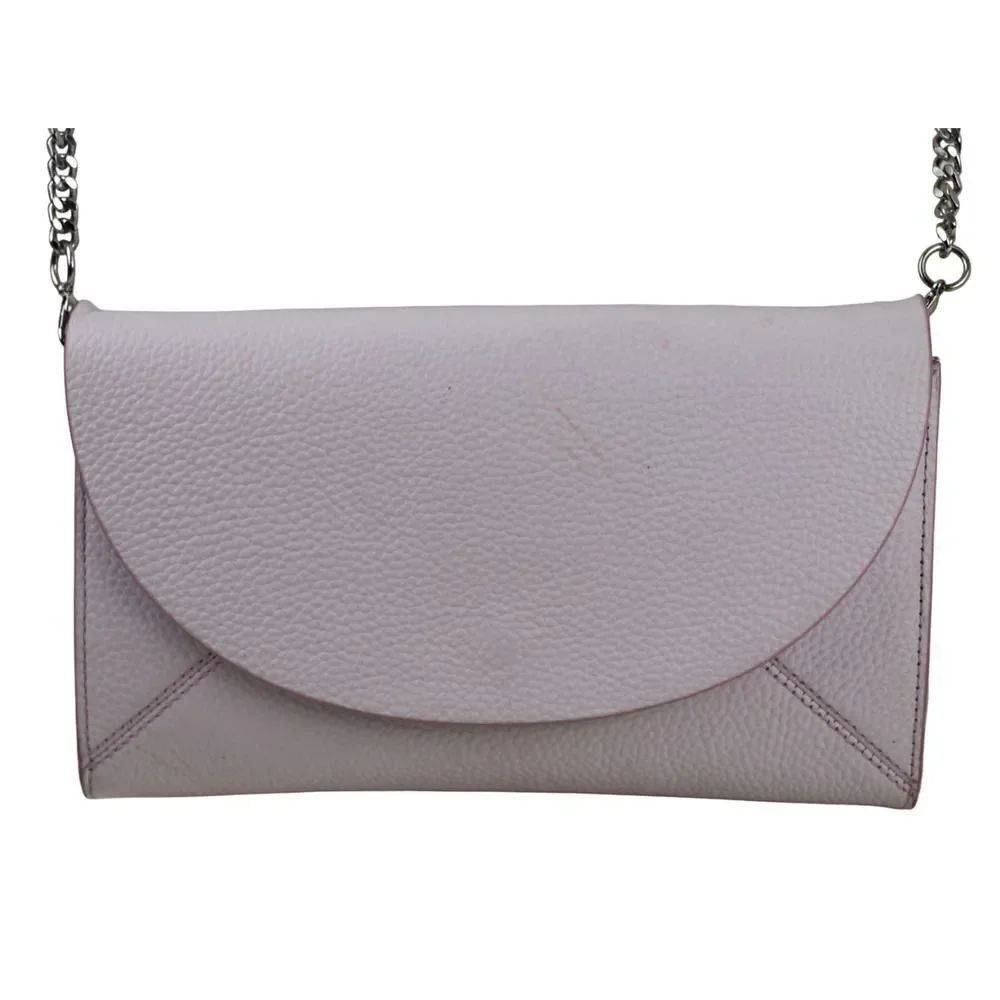 14th & Union PALEโPINK GENUINE LEATHER FLAP CHAIN CROSSBODY SHOULDER BAGโCLUTCH